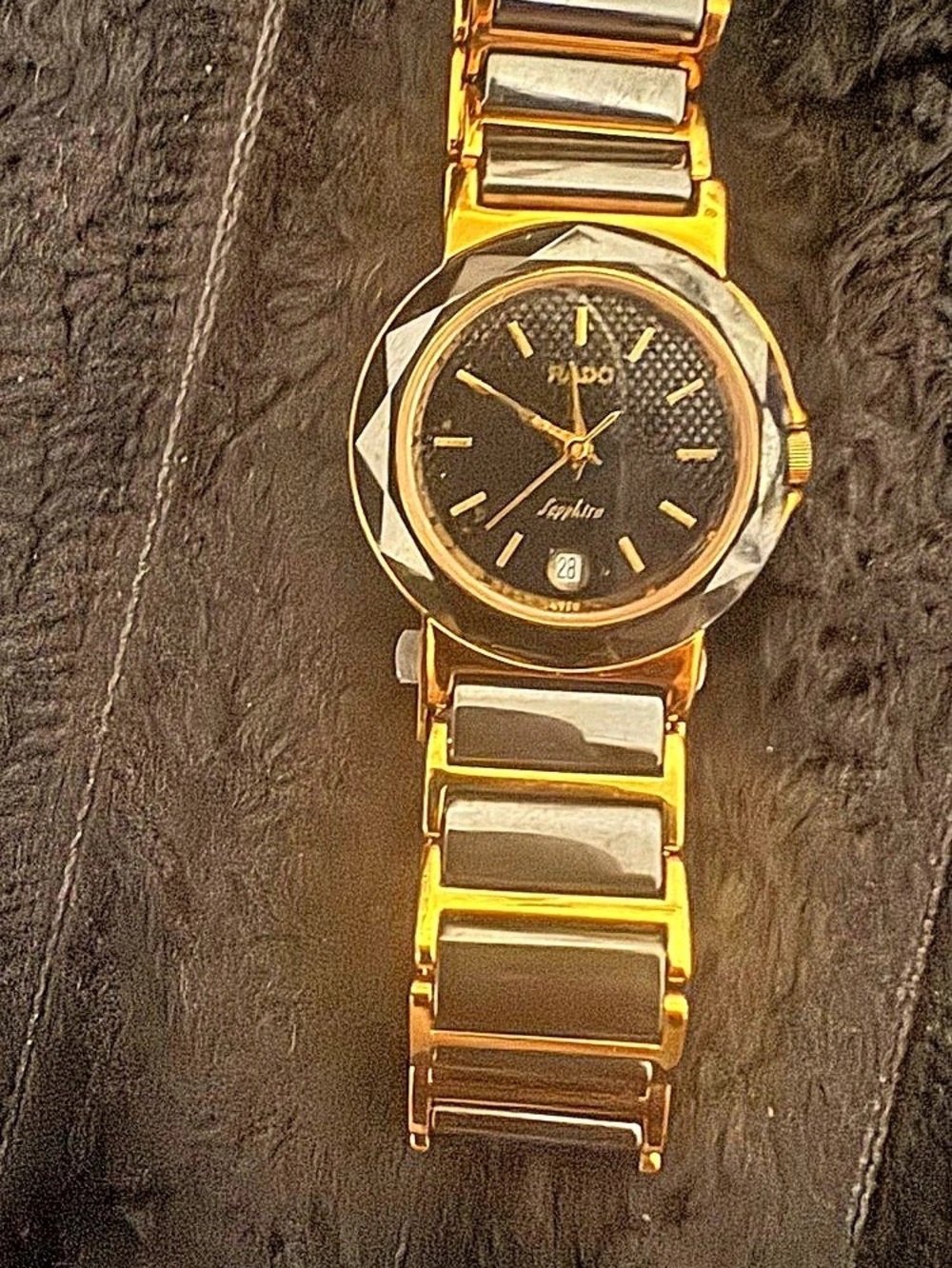 Rado DiaStar Ceramic Gold-Tone Black Dial Watch
